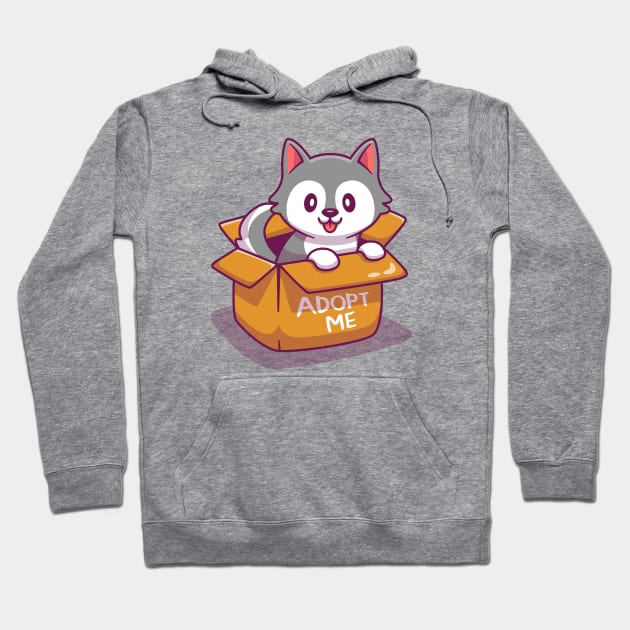 Cute Dog In Box Hoodie by Catalyst Labs